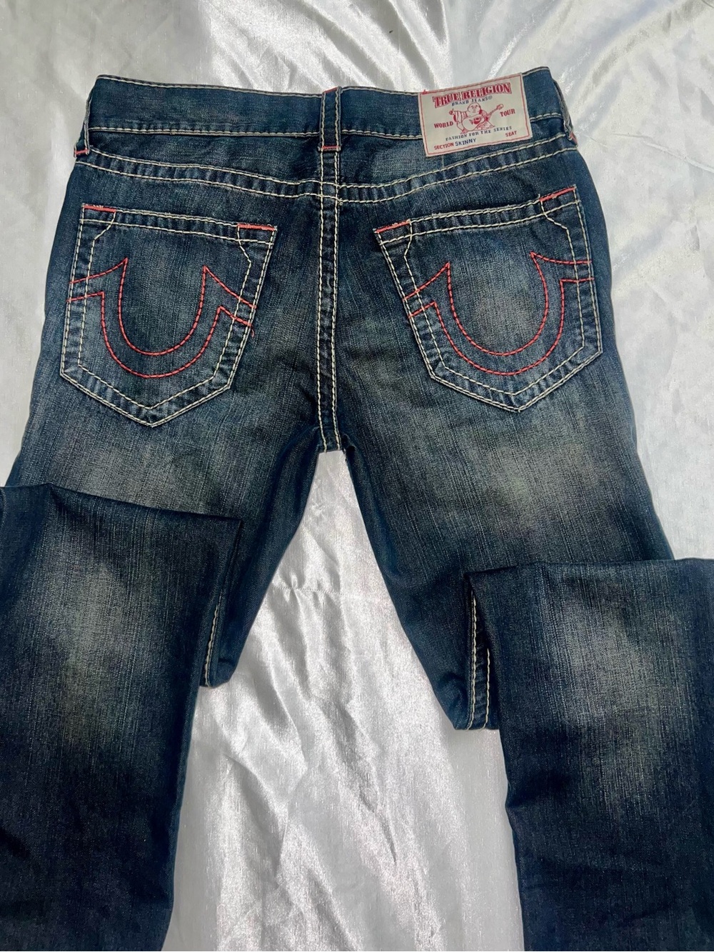 True Religion Dark Indigo Jeans with Red Stitching
